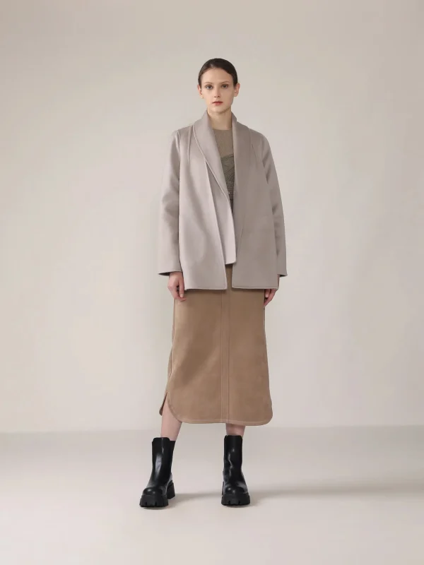 Women Loose Casual Lapel Woolen Coat Mid-length Warm Double-layer Cashmere Coat - Image 2