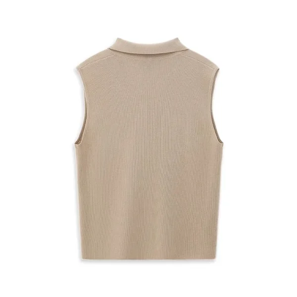 Summer Turn Down Collar Waistcoat Sleeveless 100% Wool Knitted Suit Vest for Women - Image 2