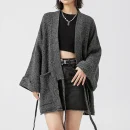 Knitted Cardigan Coat Winter Vintage Wool Cardigans Women With Belt
