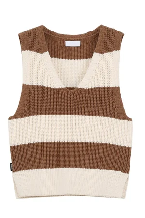 Size Striped Camisole V Neck Sweater Women Knitted Cotton Vest