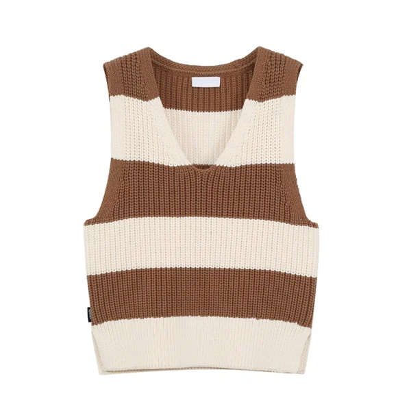 Size Striped Camisole V Neck Sweater Women Knitted Cotton Vest