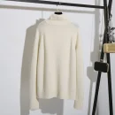 Autumn Winter High Collar Knitted Sweater Solid Color Women 100% Wool Pullover