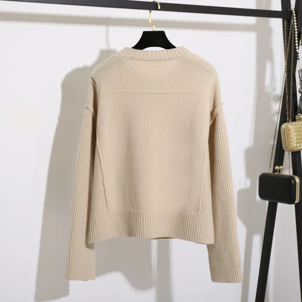 High Quality 100% Wool O Neck Pullover Winter Warm Knitted Sweater for Women - Image 2