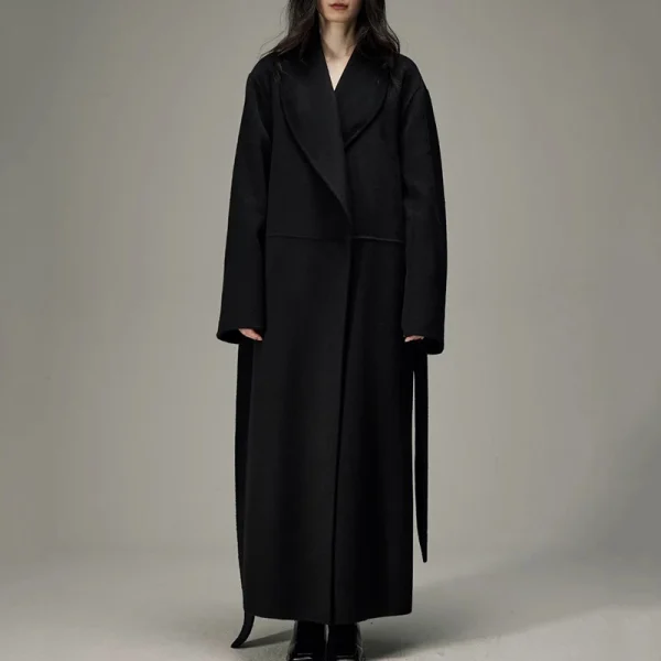 Winter Luxury Long Camel Hair Woolen Coats Double Faced Wool Trench Coat for Women - Image 4