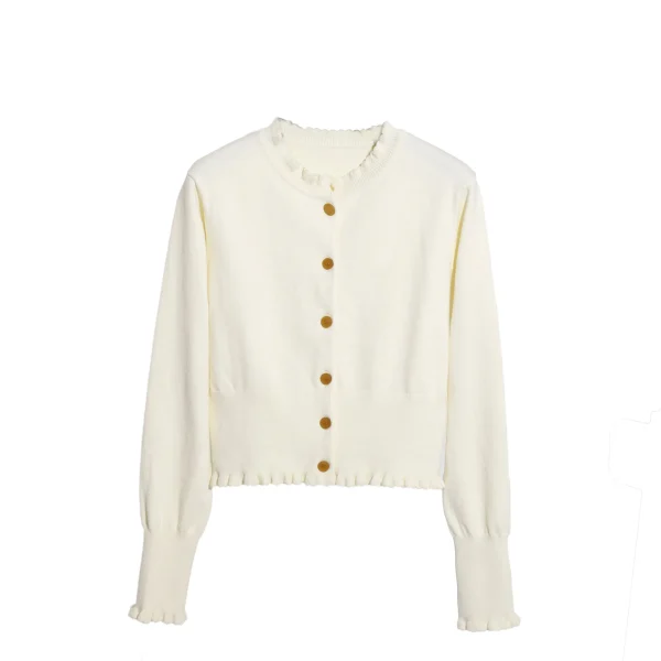 Fashion Single Breasted O Neck Ladies Sweater Autumn Spring Cotton Knitted Cardigan Women