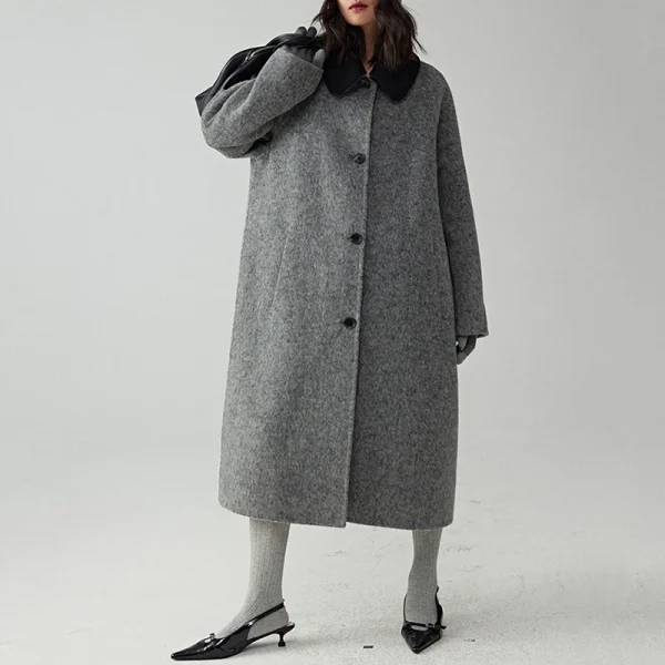 High Quality Winer Thick Alpaca Coat Single Breasted Long Cashmere Wool Coats for Women - Image 2
