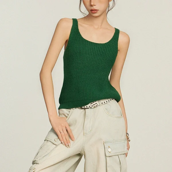 Summer Casual Tank Tops Sleeveless Pullover Women Knitted Vest - Image 4