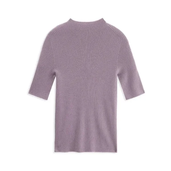 Half High Collar Knitwear Long Sleeve Knitted 100% Wool Pullover Sweater for Women - Image 2
