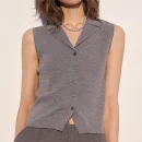 Summer Turn Down Collar Waistcoat Sleeveless 100% Wool Knitted Suit Vest for Women