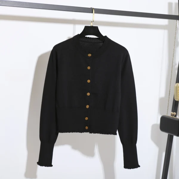 Fashion Single Breasted O Neck Ladies Sweater Autumn Spring Cotton Knitted Cardigan Women - Image 4