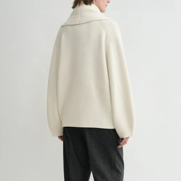 High Quality Shawl Collar Knitwear Coats Women Loose Knitted 100% Wool Cardigan - Image 2