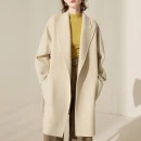 Luxury Mid Length Women Woolen Coats Winer Double Faced 100% Real Wool Coat With Belt