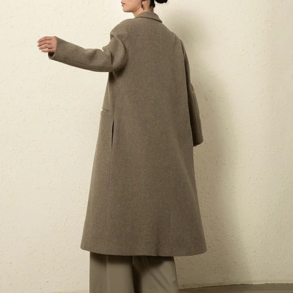 High Quality Women Woolen Coats Winter Double Faced Long 100% Wool Coats with Belt - Image 2