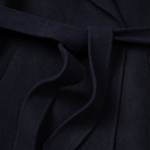 Luxury Belted Black Woolen Coat Double Breasted Long Real Wool Coats for Women - Image 5