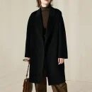 Luxury Mid Length Women Woolen Coats Winer Double Faced 100% Real Wool Coat With Belt