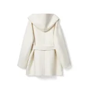 Winter Double Faced Hooded Woolen Coat Luxury Cropped Alpaca Wool Coats Women With Belt