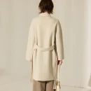 Luxury Mid Length Women Woolen Coats Winer Double Faced 100% Real Wool Coat With Belt