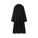Luxury Hot Fix Rhinestone Woolen Coat Handmade Double Faced Long 100% Genuine Wool Coats for Women