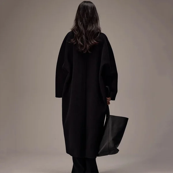 Winter Autumn Elegant Double Faced Long Handmade Cashmere Wool Trench Coat for Women - Image 2