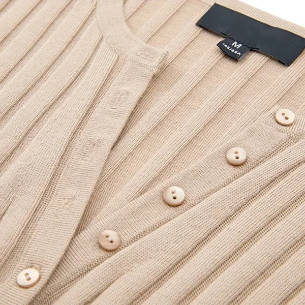Long Sleeve Knitwear Sweater Single Breasted Knitted 100% Wool Cardigans for Women - Image 3
