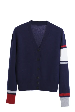 High Quality Single-Breasted V Neck Knitted Wool Sweater Cashmere Cardigan for Women