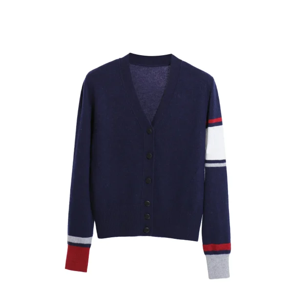 High Quality Single-Breasted V Neck Knitted Wool Sweater Cashmere Cardigan for Women