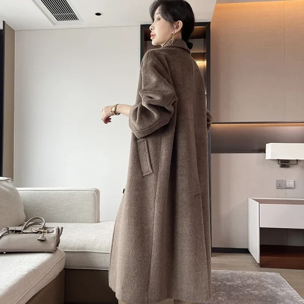 Small Batch Popular This Year High-end Middle Aged and Elderly Profile Casual Fashion Long Vicuna Cashmere Coat - Image 4