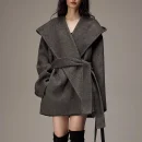 Winter Luxury Handmade Camel Hair Coat Double Faced Cropped Wool Coats Women with Hood