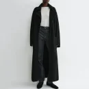 Spring Ribbing Open Front Knitted Coats Women Long 100% Wool Knitwear Cardigans