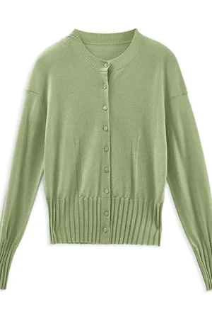 Breathable Knitwear Single Breasted 100% Wool Knitted Cardigan for Women
