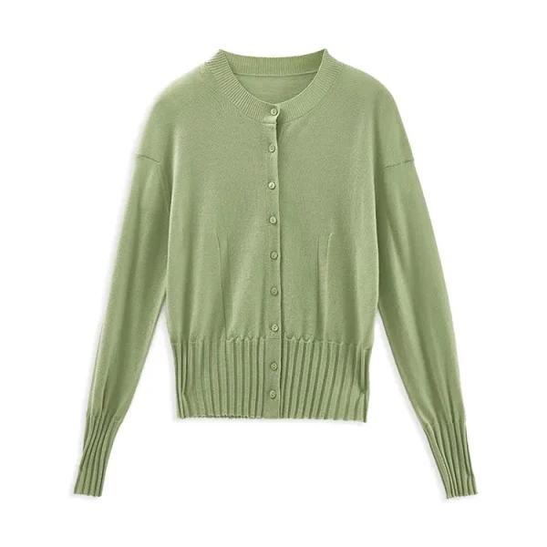 Breathable Knitwear Single Breasted 100% Wool Knitted Cardigan for Women