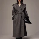 High Quality Double Faced Woolen Trench Coat Winter Luxury Goat Cashmere Wool Coats Women with Hood