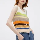2025 Multicolor Stripe Sleeveless Cardigan Handmade Waistcoat Crop Knitted Vest for Women