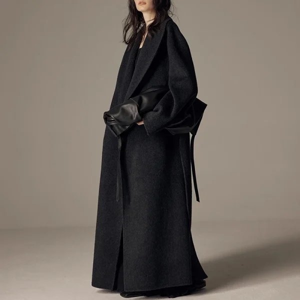 Winter Luxury Long Camel Hair Woolen Coats Double Faced Wool Trench Coat for Women - Image 3