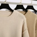 High Quality 100% Wool O Neck Pullover Winter Warm Knitted Sweater for Women