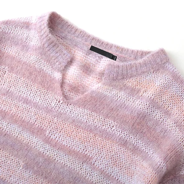 Hollow Out Knitwear Graduated Color Mohair Knitted Sweater Women - Image 3