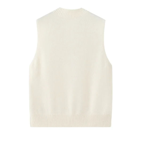 Winter Luxury V Neck Pullover Waistcoat Cropped Knitted Wool Sweaters Women - Image 2