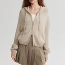 Autumn Fashion Zipper Wool Sweater Coat Knitted Wool Cardigans Women With Hooded