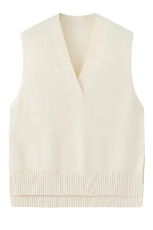 Winter Luxury V Neck Pullover Waistcoat Cropped Knitted Wool Sweaters Women
