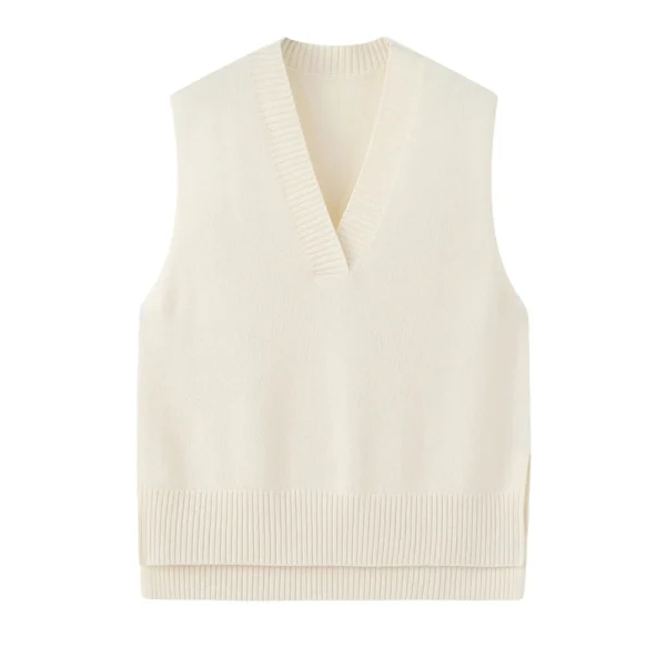 Winter Luxury V Neck Pullover Waistcoat Cropped Knitted Wool Sweaters Women