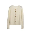 High Quality Single Breasted Solid O Neck Sweater 100% Wool Knitted Cardigan for Women