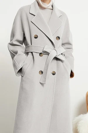 Women s Wear Small Batch Haute Couture Thickening Keep Warm Double-breasted Classic Black Long 101801 Cashmere Coat