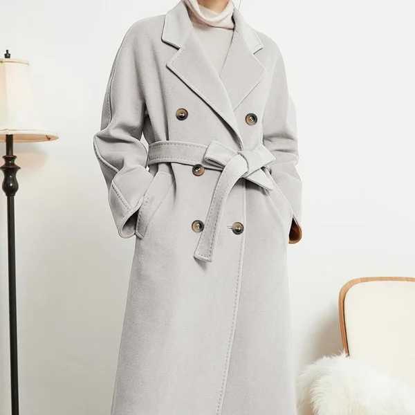 Women s Wear Small Batch Haute Couture Thickening Keep Warm Double-breasted Classic Black Long 101801 Cashmere Coat