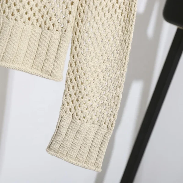 High Quality Long Sleeve Acrylic Pullover Hollow Out Cotton Knitted Sweater for Women - Image 5