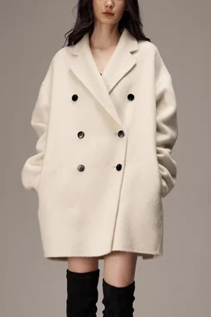 High End Double Faced Woolen Camel Hair Coat Winter Luxury Wool Coat for Women