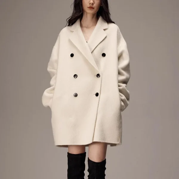 High End Double Faced Woolen Camel Hair Coat Winter Luxury Wool Coat for Women