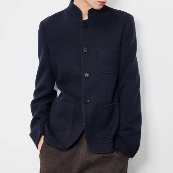 Luxury Double Faced Goat Cashmere Jackets Winter Cropped Knitted Wool Coat Suit for Women - Image 3