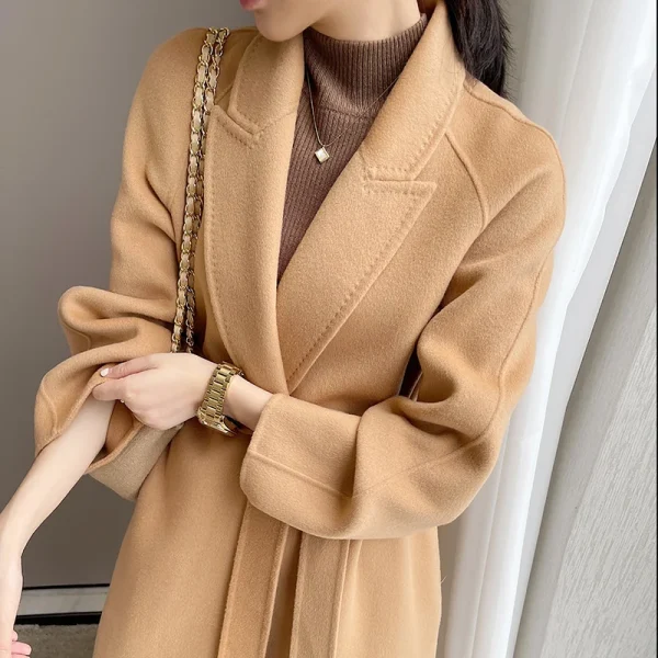 Women's Wool Blends in 2025 the New Winter Solid Color  Jacket Fashion Elegant Commuting Cashmere Coat Handmade - Image 2