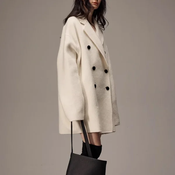 High End Double Faced Woolen Camel Hair Coat Winter Luxury Wool Coat for Women - Image 3