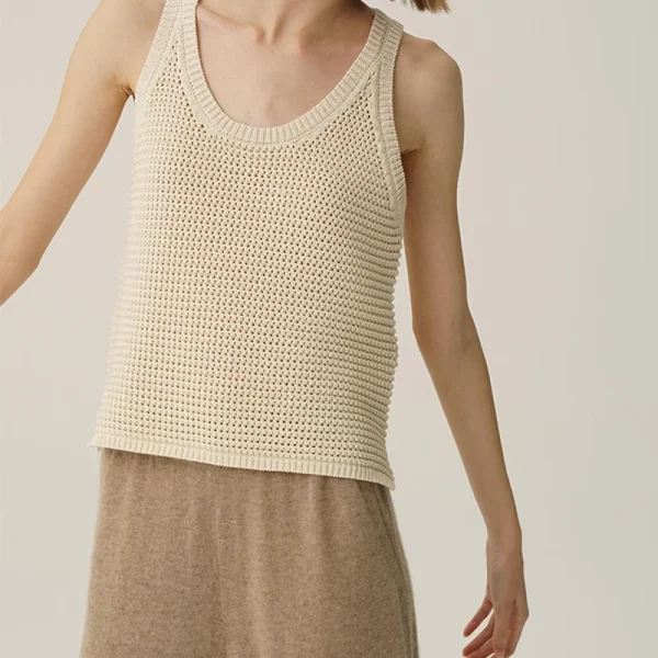 Summer Weave Camisole Crochet Tank Tops Women Hollow Out Knitted Cotton Vest - Image 4